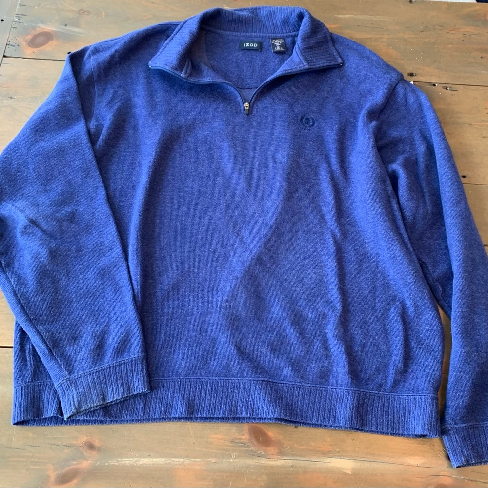 Izod 1/4 Zip Pullover Sweater Size XL Blue